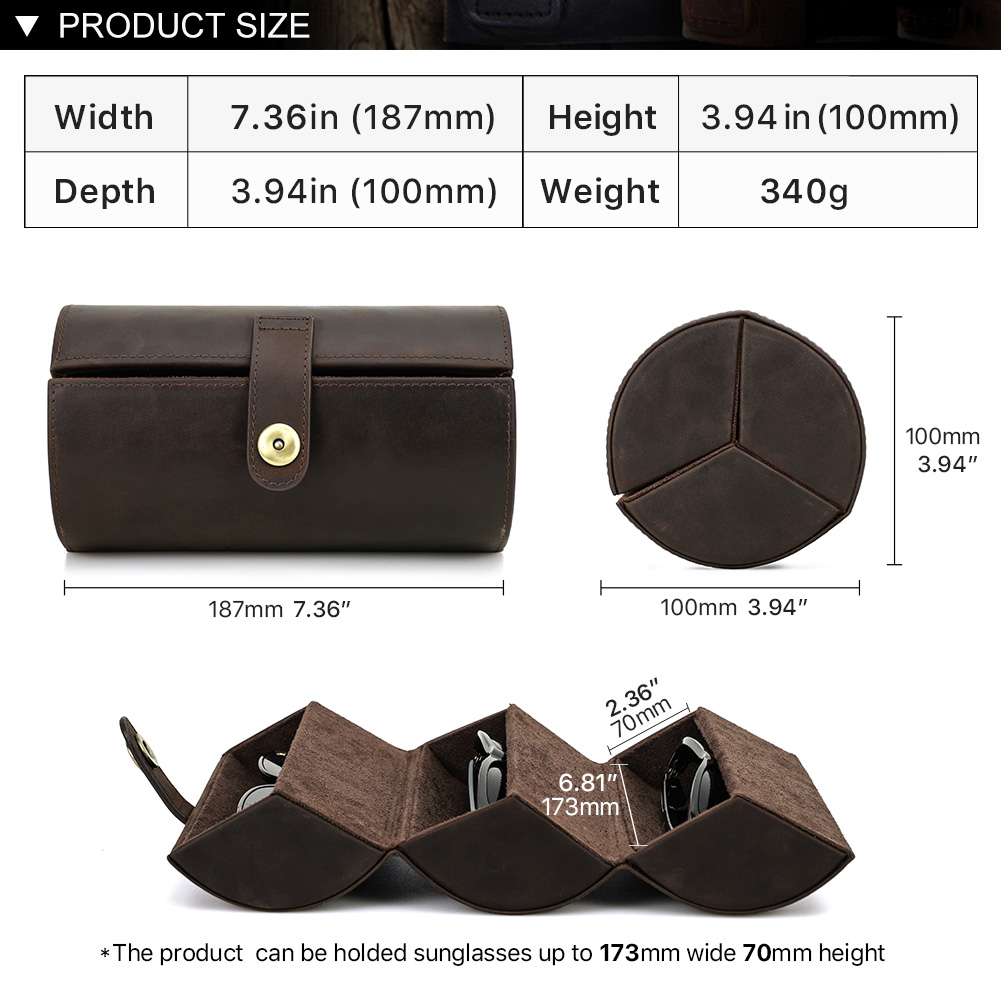 Caja cilíndrica de cuero genui - Luxury Watch In China reseña y precio