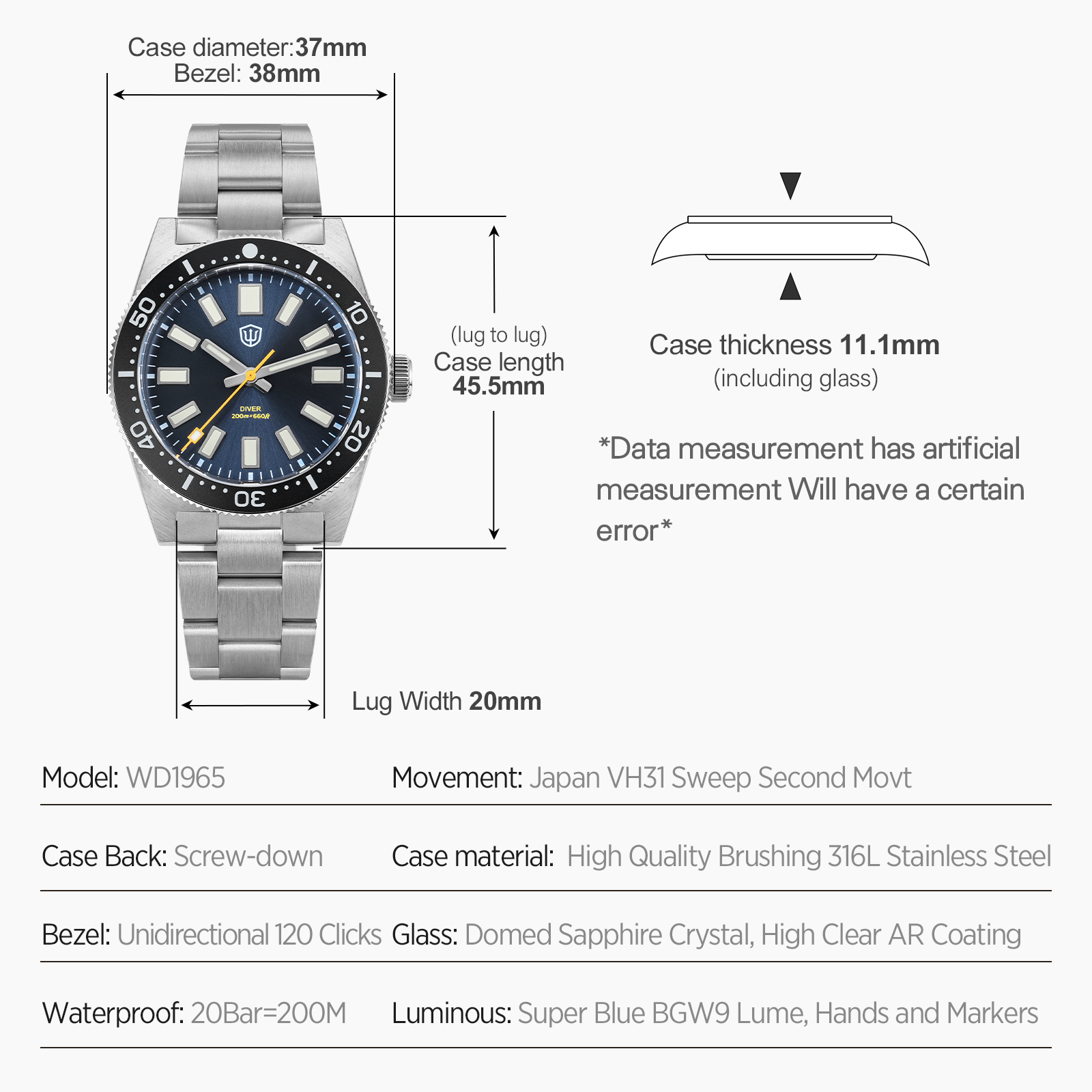 Reloj Watchdives WD1965 V2 par - Luxury Watch And Bracelet reseña y precio