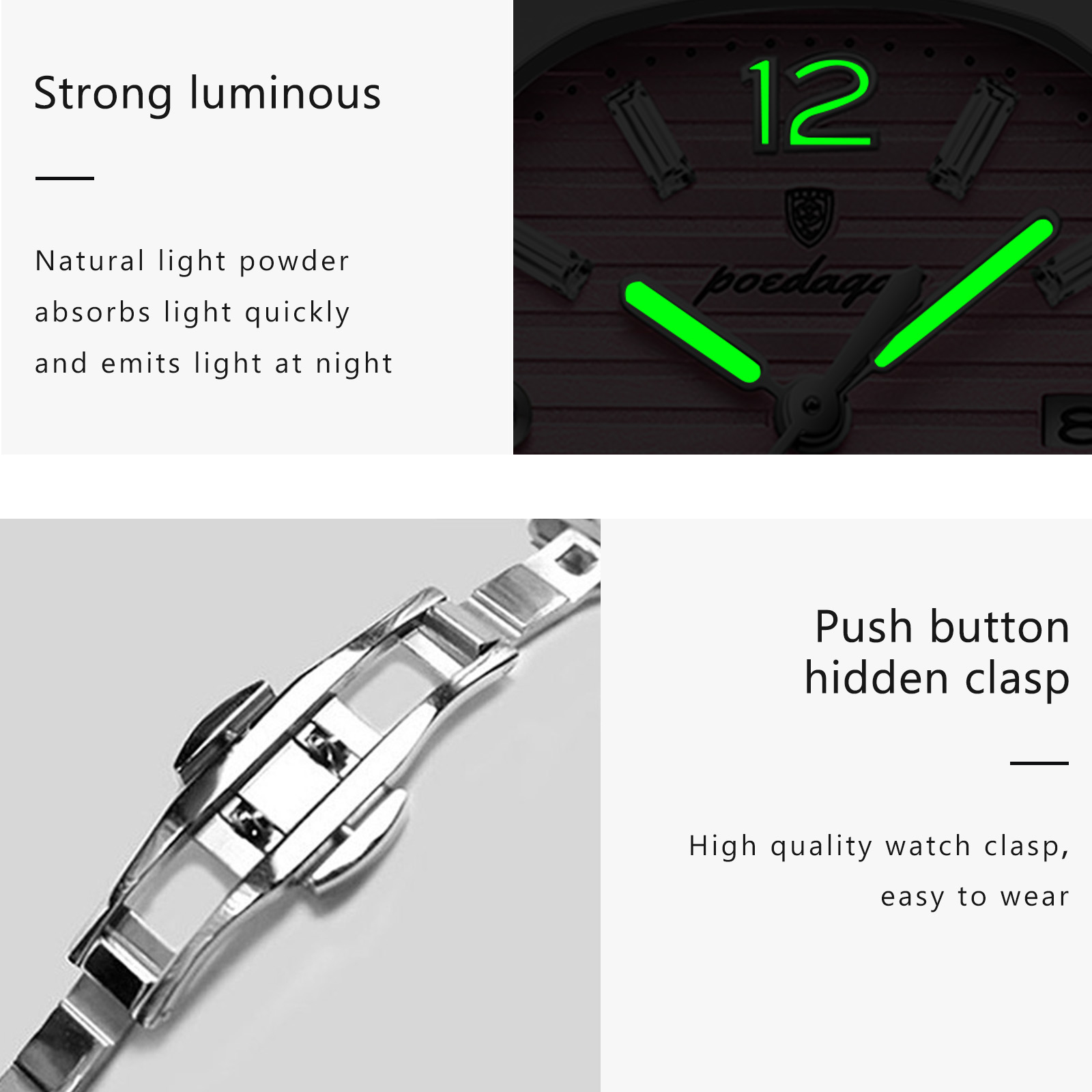 Reloj de pulsera POEDAGAR cuad - Luxury Watch Square reseña y precio