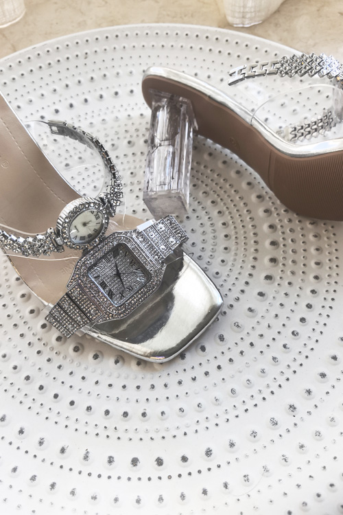 Sandalias de tacón alto con re - Luxury Watch Square reseña y precio